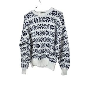 Vintage Christopher Hayes White Snowflake Fair Isle‎ Knit Sweater - Women's M
